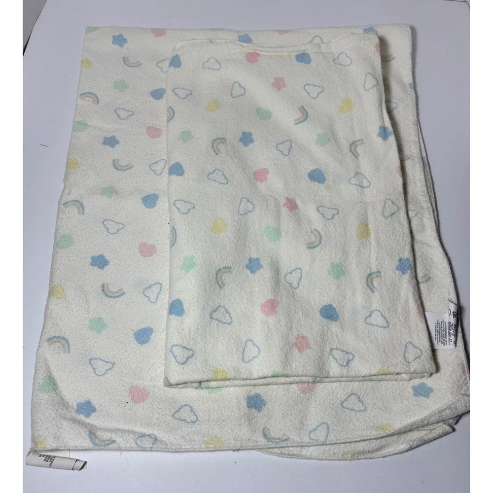 Vintage Pastel Beacon Baby Blankets 2pc WPL 1675 Cotton Rainbow 28x36 Made USA